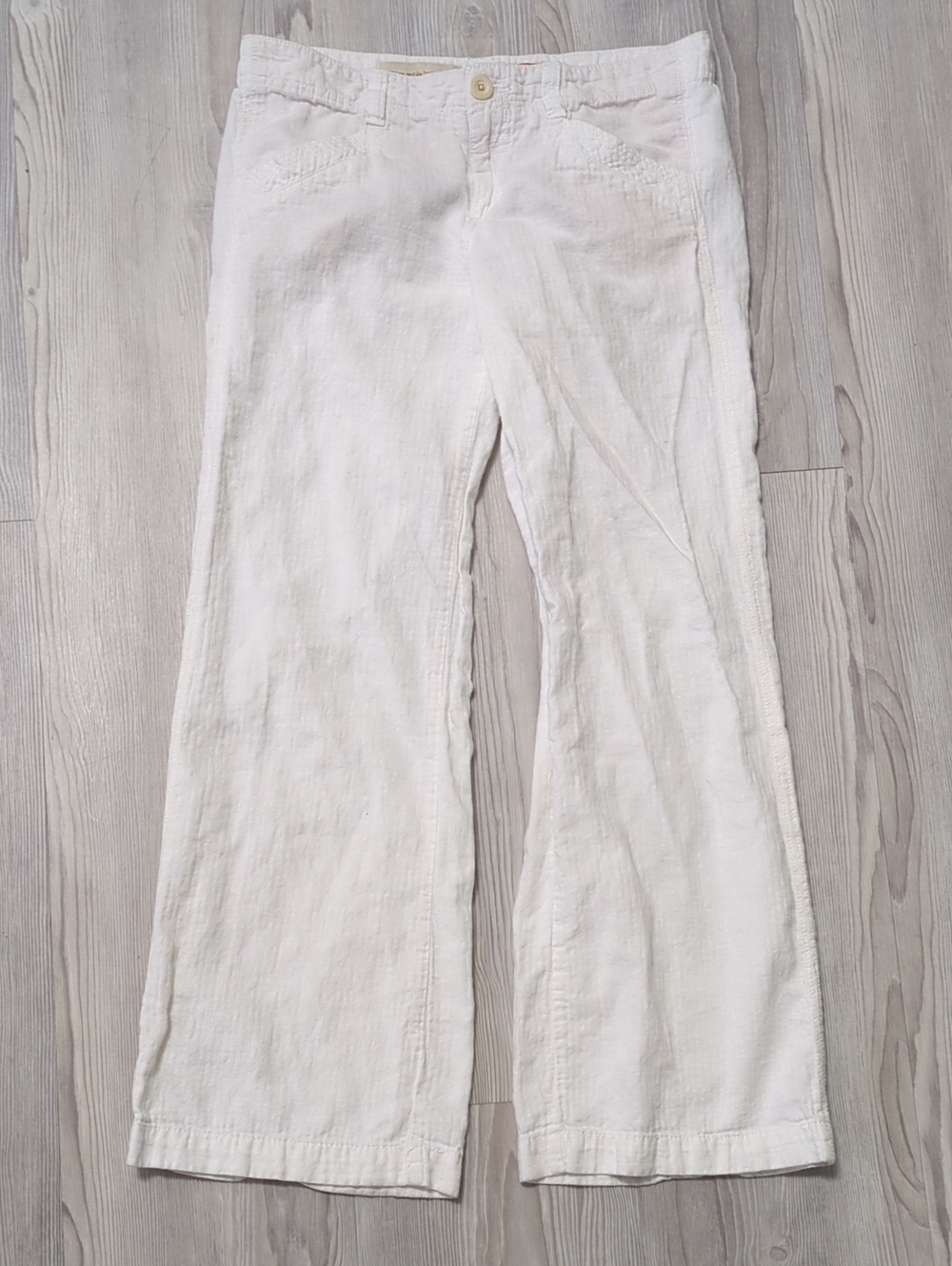 Pilcro Anthropologie White Linen Blend Wide Leg Pants Size 8